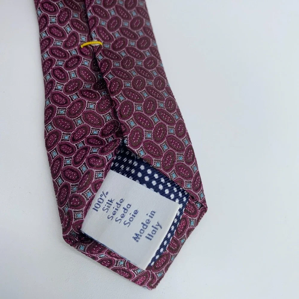 Eton Tie Men One Size Multi Patterned Silk Classic Luxury Necktie Italy Made NWT